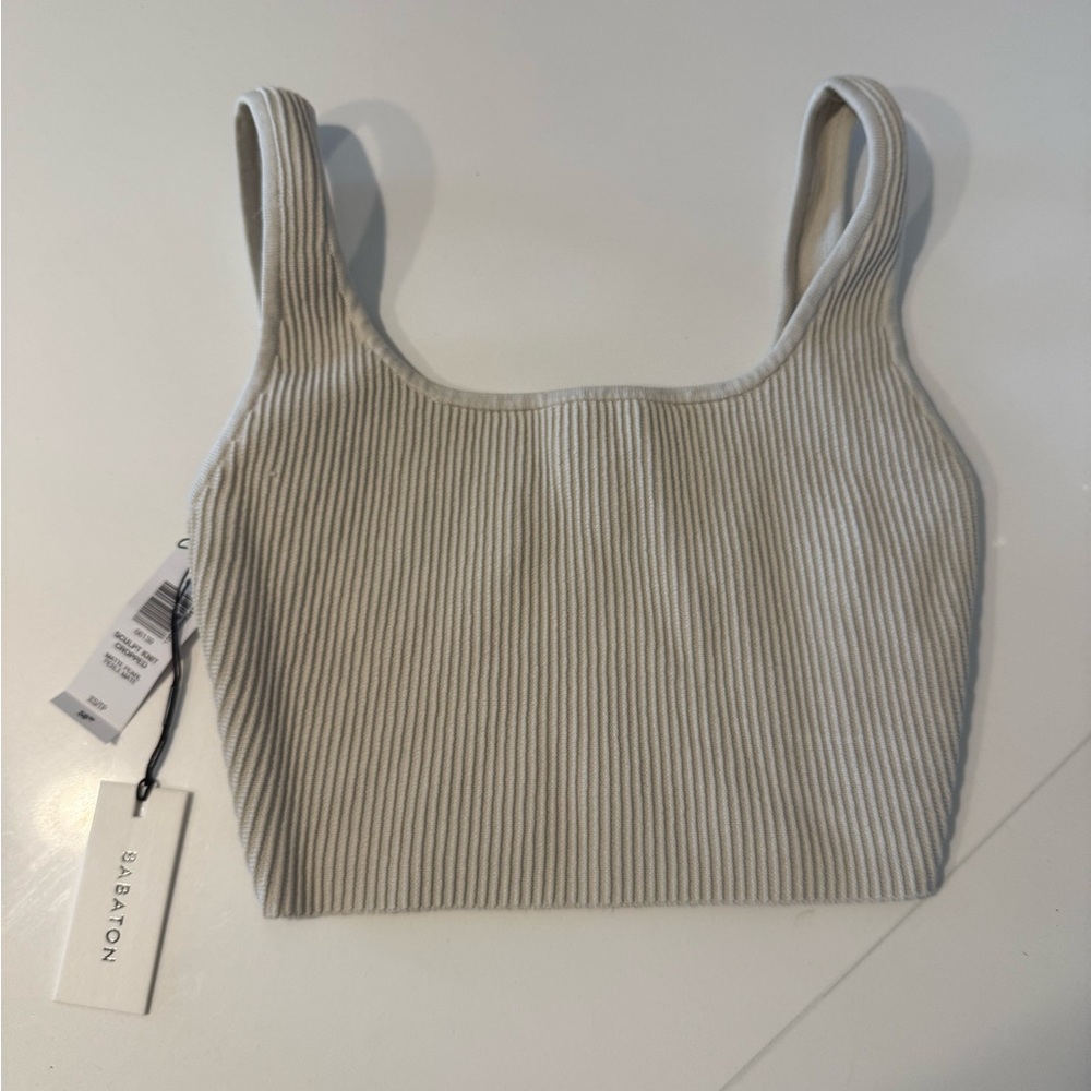 Aritzia sculpt knit cropped tank. Size XS. Matte pearl color. never worn.
